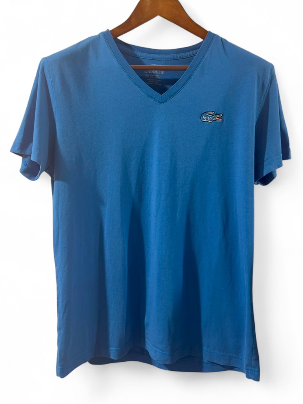 Lacoste Blue V-Neck Men’s T-Shirt Size 5 (Large)